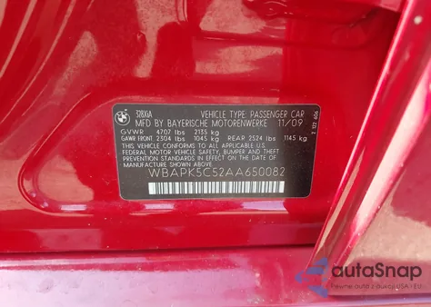 2010 BMW 328I xDrive z USA, uszkodzony, nr VIN WBAPK5C52AA650082